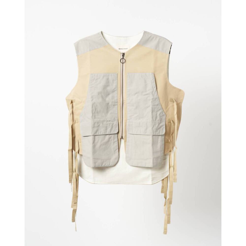 NEW NICHOLAS DALEY men's utility waistcoat in khaki